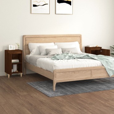 vidaXL Κομοδίνα 2 τεμ. Καφέ Δρυς 40x35x70cm από Επεξεργασμένο Ξύλο