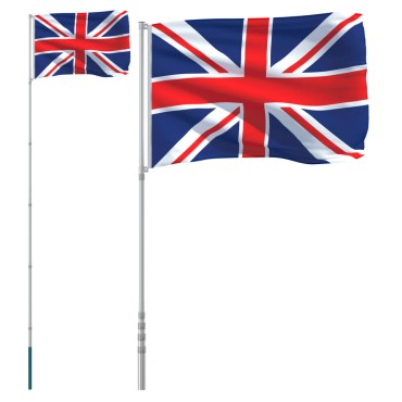 vidaXL Σημαία του Ηνωμένου Βασιλείου και Κοντάρι 5,55 μ. από Αλουμίνιο
