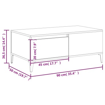 vidaXL Τραπεζάκι Σαλονιού Λευκό 90x50x36,5cm Επεξεργασμένο Ξύλο 1 τεμ.