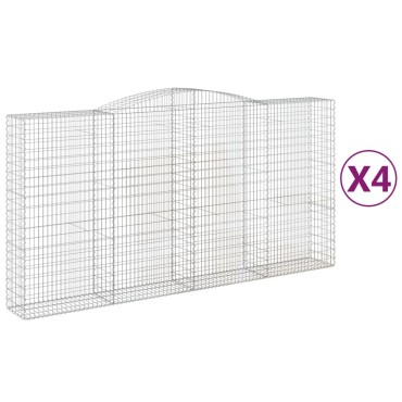 vidaXL Συρματοκιβώτια Τοξωτά 4 τεμ. 400x50x200/220 εκ. Γαλβαν. Ατσάλι