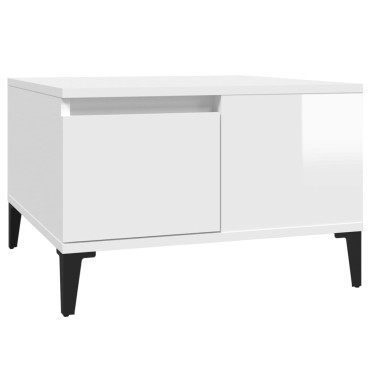 vidaXL Τραπεζάκι Σαλονιού Γυαλ. Λευκό 55x55x36,5cm Επεξεργ. Ξύλο 1 τεμ.