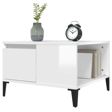 vidaXL Τραπεζάκι Σαλονιού Γυαλ. Λευκό 55x55x36,5cm Επεξεργ. Ξύλο 1 τεμ.