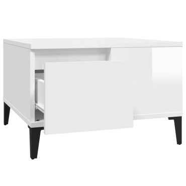 vidaXL Τραπεζάκι Σαλονιού Γυαλ. Λευκό 55x55x36,5cm Επεξεργ. Ξύλο 1 τεμ.