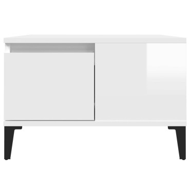 vidaXL Τραπεζάκι Σαλονιού Γυαλ. Λευκό 55x55x36,5cm Επεξεργ. Ξύλο 1 τεμ.