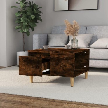 vidaXL Τραπεζάκι Σαλονιού Καπνιστή Δρυς 55x55x36,5cm Επεξεργασμ. Ξύλο 1 τεμ.