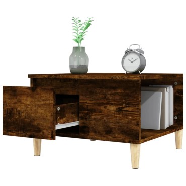 vidaXL Τραπεζάκι Σαλονιού Καπνιστή Δρυς 55x55x36,5cm Επεξεργασμ. Ξύλο 1 τεμ.