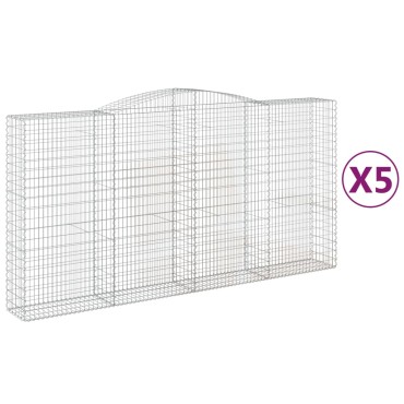 vidaXL Συρματοκιβώτια Τοξωτά 5 τεμ. 400x50x200/220 εκ. Γαλβαν. Ατσάλι