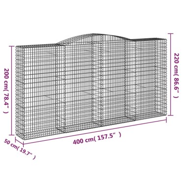 vidaXL Συρματοκιβώτια Τοξωτά 5 τεμ. 400x50x200/220 εκ. Γαλβαν. Ατσάλι