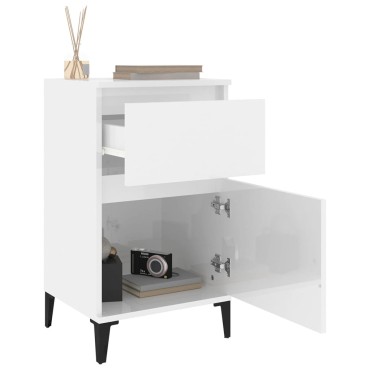 vidaXL Κομοδίνα 2 τεμ. Γυαλιστερό Λευκό 40x35x70cm