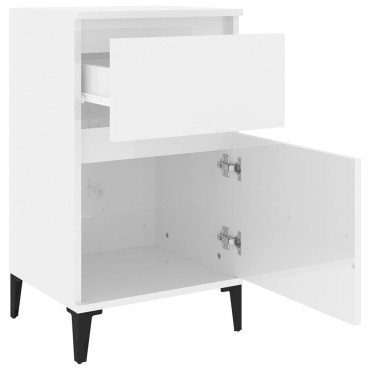 vidaXL Κομοδίνα 2 τεμ. Γυαλιστερό Λευκό 40x35x70cm