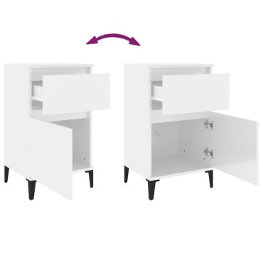 vidaXL Κομοδίνα 2 τεμ. Γυαλιστερό Λευκό 40x35x70cm