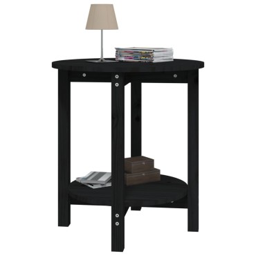 vidaXL Τραπεζάκι Σαλονιού Μαύρο 55x60cm από Μασίφ Ξύλο Πεύκου 1 τεμ.