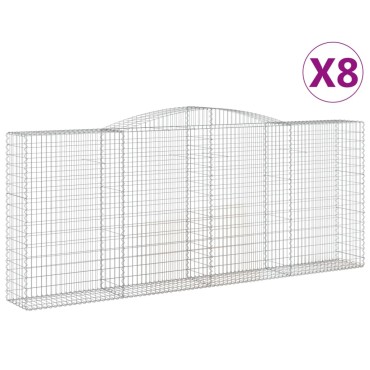vidaXL Συρματοκιβώτια Τοξωτά 8 τεμ. 400x50x160/180 εκ. Γαλβαν. Ατσάλι
