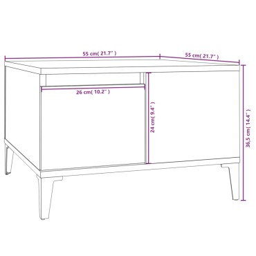 vidaXL Τραπεζάκι Σαλονιού Μαύρο 55x55x36,5cm από Επεξεργασμένο Ξύλο 1 τεμ.