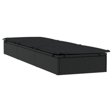 vidaXL Ξαπλώστρα 1 τεμ. Μαύρη 201x55x62cm Συνθετικό Ρατάν με Μαξιλάρι