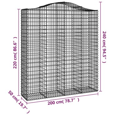 vidaXL Συρματοκιβώτιο Τοξωτό 200x50x220/240εκ. από Γαλβανισμένο Χάλυβα