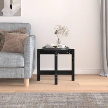 vidaXL Τραπεζάκι Σαλονιού Μαύρο 52,5x45cm από Μασίφ Ξύλο Πεύκου 1 τεμ.