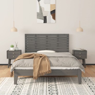 vidaXL Κεφαλάρι Τοίχου Γκρι 126x3x63cm από Μασίφ Ξύλο Πεύκου 1 τεμ.