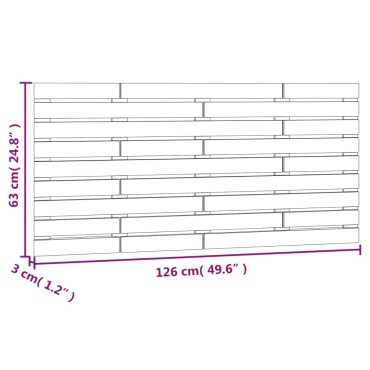 vidaXL Κεφαλάρι Τοίχου Γκρι 126x3x63cm από Μασίφ Ξύλο Πεύκου 1 τεμ.
