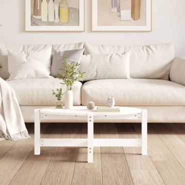vidaXL Τραπεζάκι Σαλονιού Λευκό 87x48x35cm από Μασίφ Ξύλο Πεύκου 1 τεμ.