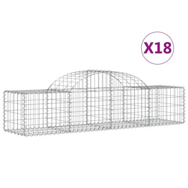 vidaXL Συρματοκιβώτια Τοξωτά 18 τεμ. 200x50x40/60 εκ. Γαλβαν. Ατσάλι