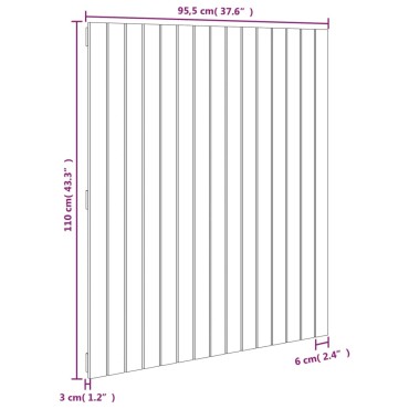 vidaXL Κεφαλάρι Τοίχου Γκρι 95,5x3x110cm από Μασίφ Ξύλο Πεύκου 1 τεμ.