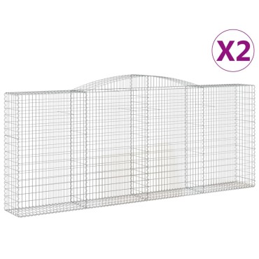 vidaXL Συρματοκιβώτια Τοξωτά 2 τεμ. 400x50x160/180 εκ. Γαλβαν. Ατσάλι