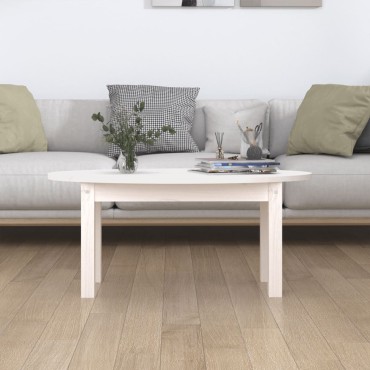vidaXL Τραπεζάκι Σαλονιού Λευκό 80x40x35cm από Μασίφ Ξύλο Πεύκου 1 τεμ.