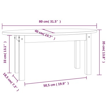 vidaXL Τραπεζάκι Σαλονιού Λευκό 80x40x35cm από Μασίφ Ξύλο Πεύκου 1 τεμ.