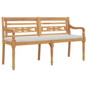 vidaXL Παγκάκι Batavia από Μασίφ Ξύλο Teak με Μαξιλάρι 150x51,5x84cm 1 τεμ.