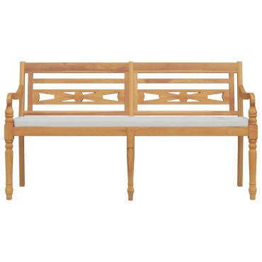 vidaXL Παγκάκι Batavia από Μασίφ Ξύλο Teak με Μαξιλάρι 150x51,5x84cm 1 τεμ.