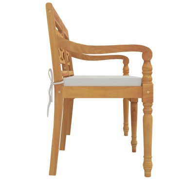 vidaXL Παγκάκι Batavia από Μασίφ Ξύλο Teak με Μαξιλάρι 150x51,5x84cm 1 τεμ.