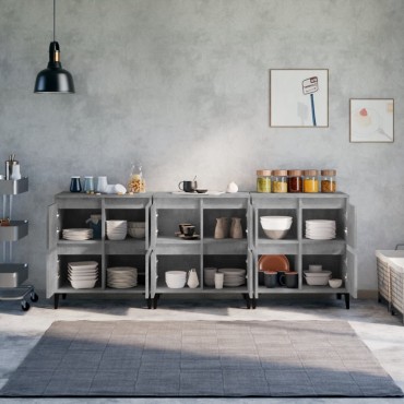 vidaXL Ντουλάπια 3 τεμ. Γκρι Σκυροδέματος 60x35x70cm Επεξεργ. Ξύλο