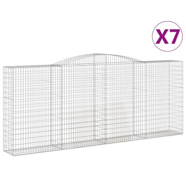 vidaXL Συρματοκιβώτια Τοξωτά 7 τεμ. 400x50x160/180 εκ. Γαλβαν. Ατσάλι