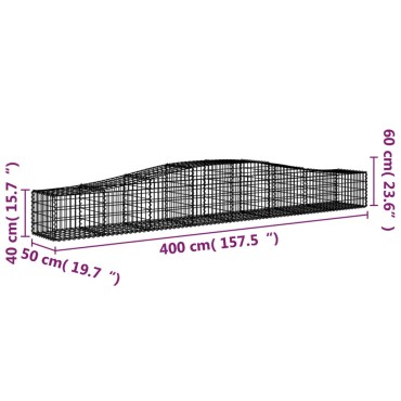 vidaXL Συρματοκιβώτια Τοξωτά 20 τεμ. 400x50x40/60 εκ. Γαλβαν. Ατσάλι