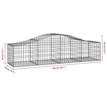 vidaXL Συρματοκιβώτια Τοξωτά 20 τεμ. 200x50x40/60 εκ. Γαλβαν. Ατσάλι