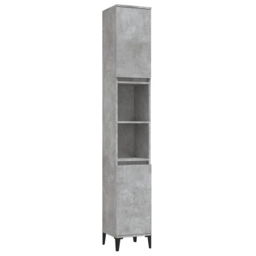 vidaXL Ντουλάπι Μπάνιου Γκρι Σκυροδέματος 30x30x190cm Επεξ. Ξύλο 1 τεμ.