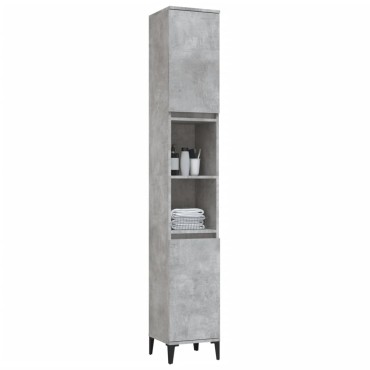 vidaXL Ντουλάπι Μπάνιου Γκρι Σκυροδέματος 30x30x190cm Επεξ. Ξύλο 1 τεμ.