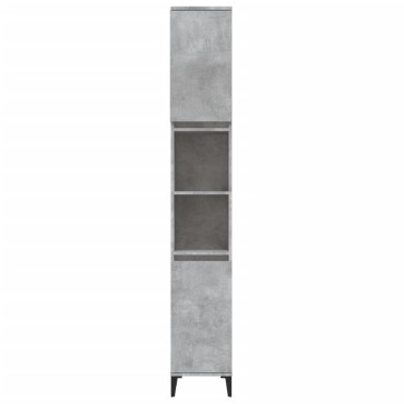 vidaXL Ντουλάπι Μπάνιου Γκρι Σκυροδέματος 30x30x190cm Επεξ. Ξύλο 1 τεμ.