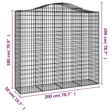 vidaXL Συρματοκιβώτια Τοξωτά 11 τεμ. 200x50x180/200 εκ. Γαλβαν. Ατσάλι