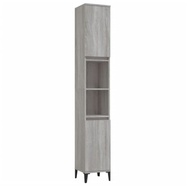 vidaXL Ντουλάπι Μπάνιου Γκρι Sonoma 30x30x190cm Επεξεργασμένο Ξύλο 1 τεμ.