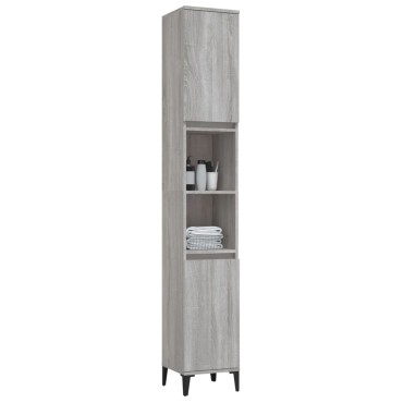 vidaXL Ντουλάπι Μπάνιου Γκρι Sonoma 30x30x190cm Επεξεργασμένο Ξύλο 1 τεμ.