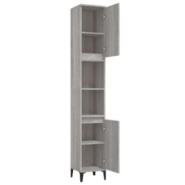 vidaXL Ντουλάπι Μπάνιου Γκρι Sonoma 30x30x190cm Επεξεργασμένο Ξύλο 1 τεμ.