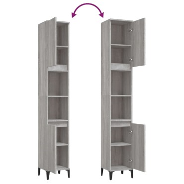 vidaXL Ντουλάπι Μπάνιου Γκρι Sonoma 30x30x190cm Επεξεργασμένο Ξύλο 1 τεμ.