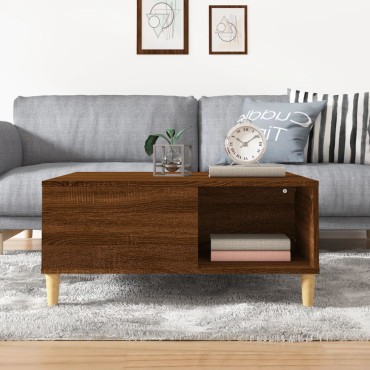 vidaXL Τραπεζάκι Σαλονιού Καφέ Δρυς 80x80x36,5cm Επεξεργασμένο Ξύλο 1 τεμ.