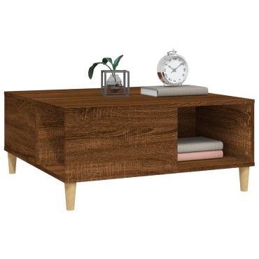 vidaXL Τραπεζάκι Σαλονιού Καφέ Δρυς 80x80x36,5cm Επεξεργασμένο Ξύλο 1 τεμ.