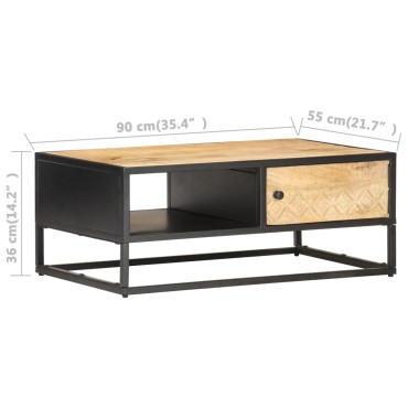 vidaXL Τραπεζάκι Σαλονιού με Σκαλιστή Πόρτα 90x55x36cm Ξύλο Μάνγκο 1 τεμ.