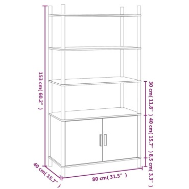 vidaXL Ντουλάπι Μαύρο 80x40x153cm από Επεξεργασμένο Ξύλο 1 τεμ.