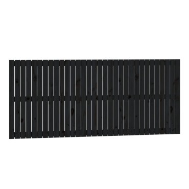 vidaXL Κεφαλάρι Τοίχου Μαύρο 204x3x90cm από Μασίφ Ξύλο Πεύκου 1 τεμ.