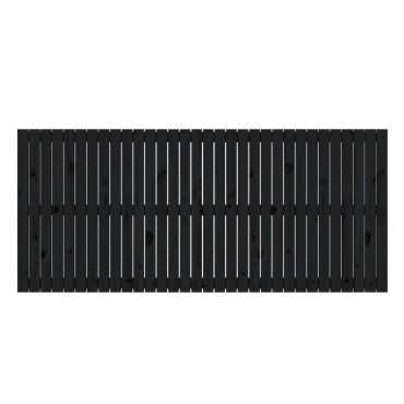 vidaXL Κεφαλάρι Τοίχου Μαύρο 204x3x90cm από Μασίφ Ξύλο Πεύκου 1 τεμ.